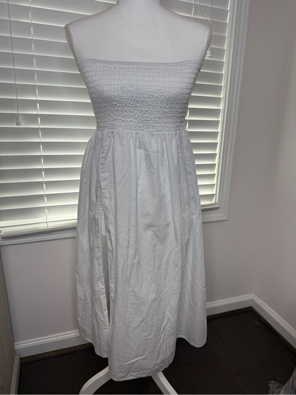 wild fable White Strapless Smocked Midi Dress